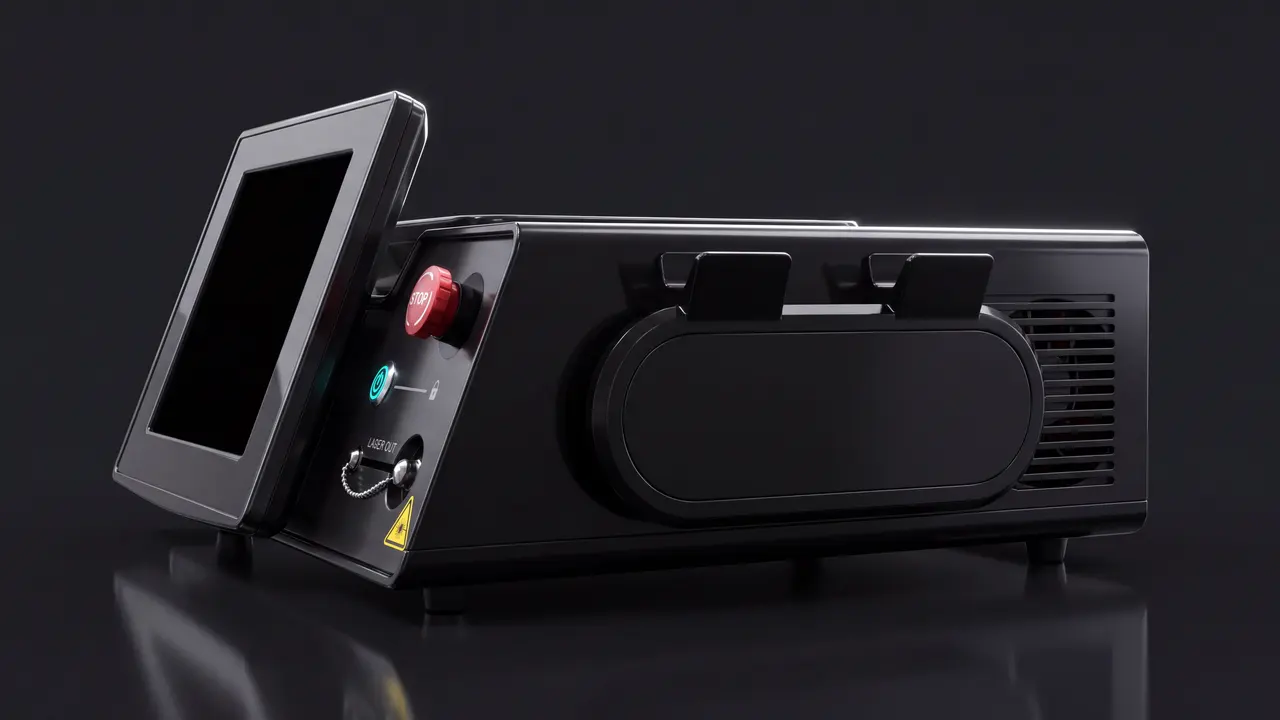 Side view of the device with the oval fiber holder